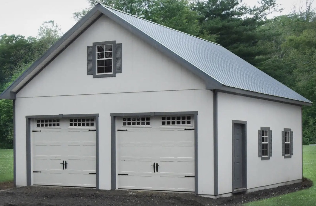 Two-car garage with windows