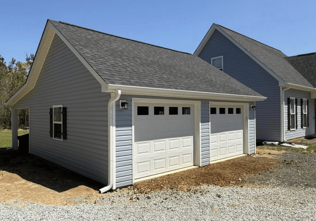 Craftsman style three-bay garage