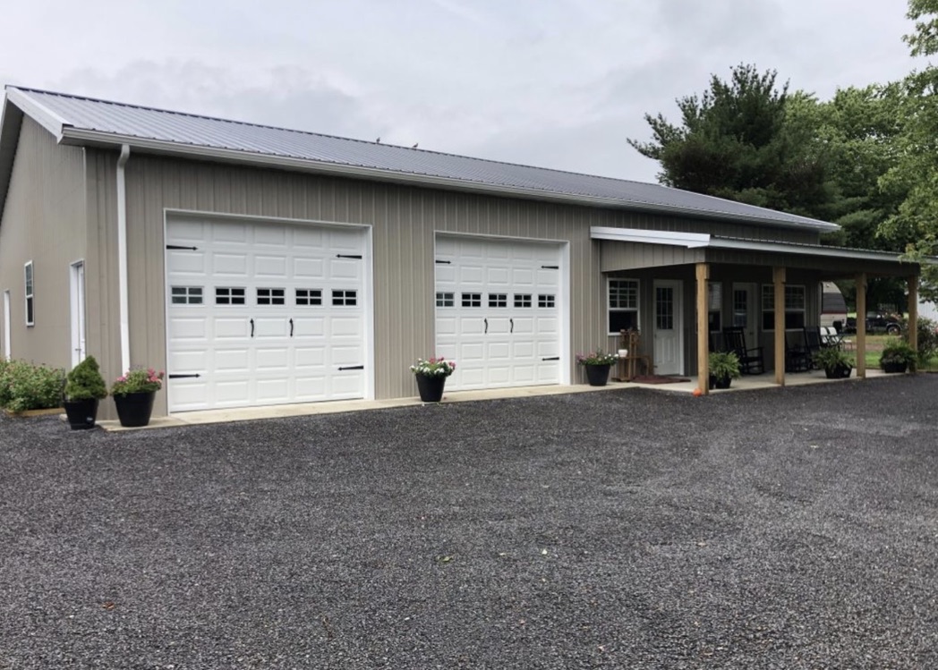 Custom three-car detached garage built in coastal Virginia